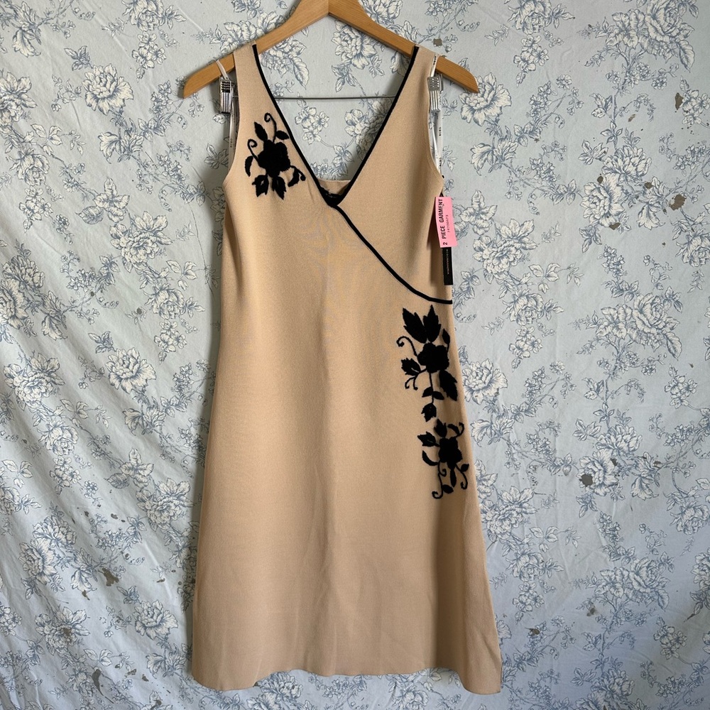 BCBG Tan Mini Dress V-Neck Sleeveless